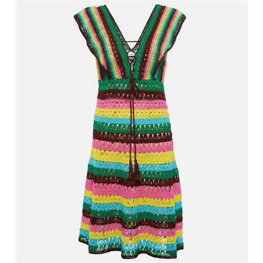 Anna Kosturova miniabito in crochet di cotone a righe