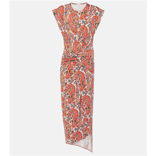 Rabanne abito midi in jersey con stampa paisley