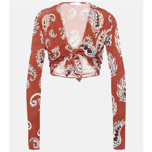 Rabanne top cropped con stampa paisley