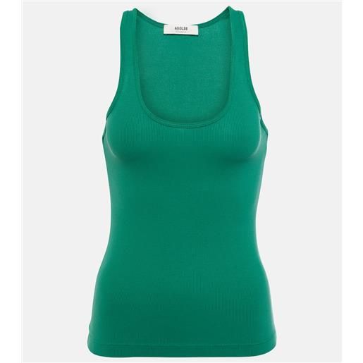 Agolde top bianca in maglia a coste