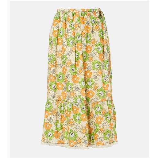 Marni gonna midi in lino con stampa