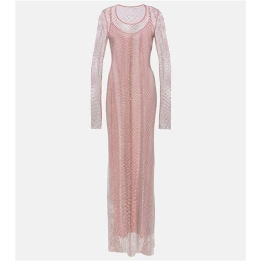 Sportmax abito lungo in mesh con decorazioni