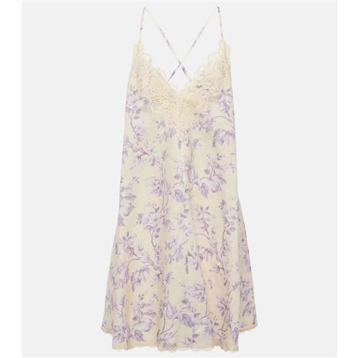 Zimmermann miniabito halliday in lino con pizzo e stampa