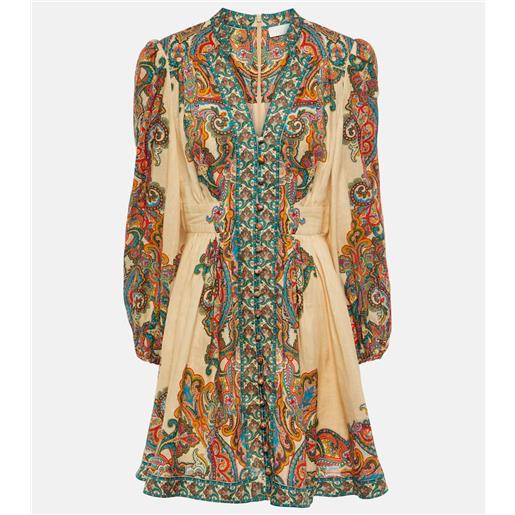 Zimmermann miniabito ottie plunge in lino