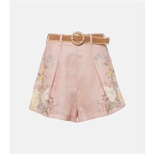 Zimmermann shorts waverly in lino con stampa floreale