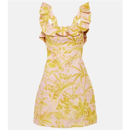 Zimmermann abito corto golden ruffle in lino