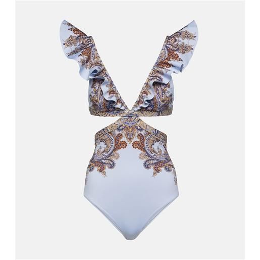 Zimmermann costume intero ottie ruffle con cut-out