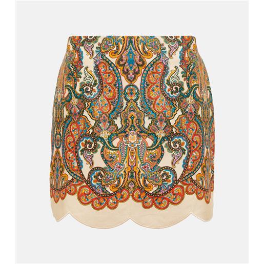 Zimmermann minigonna ottie in lino con stampa