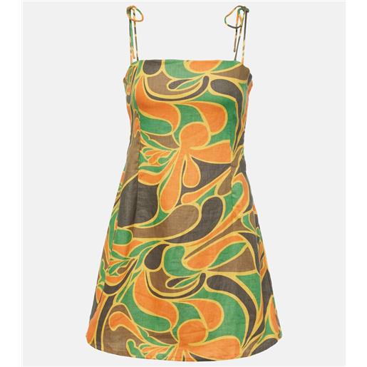 Faithfull miniabito ysla in lino con stampa