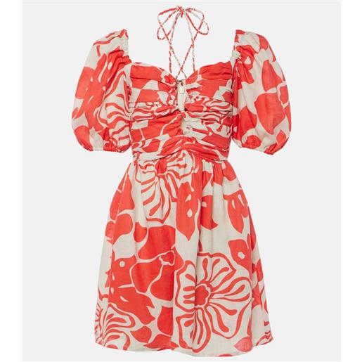 Faithfull miniabito odelia in lino con stampa