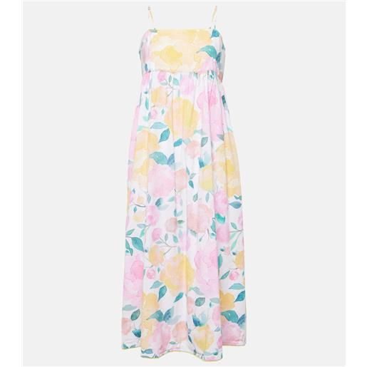 Juliet Dunn abito midi in misto cotone e lino con stampa