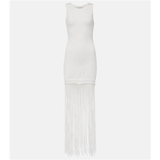 Faithfull abito corto maceio in cotone con frange