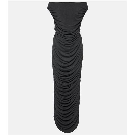 Norma Kamali abito lungo con scollo bardot