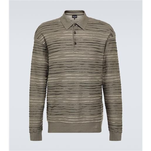 Giorgio Armani polo in misto lino con intarsio