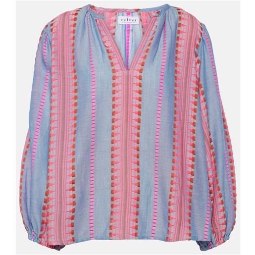 Velvet blusa isla in cotone con ricamo