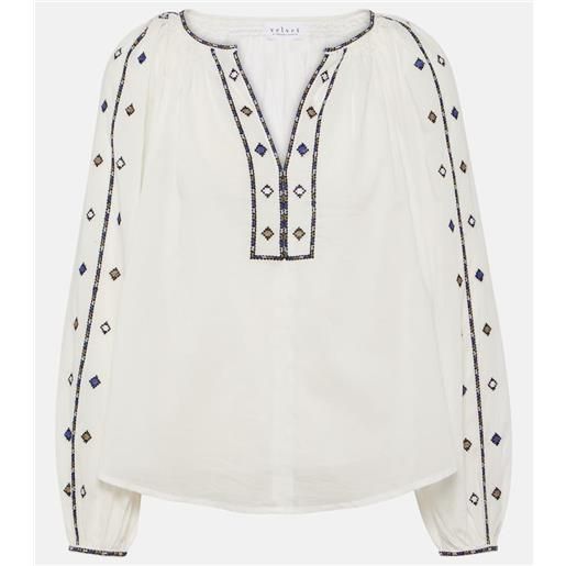 Velvet blusa tina in cotone con ricamo