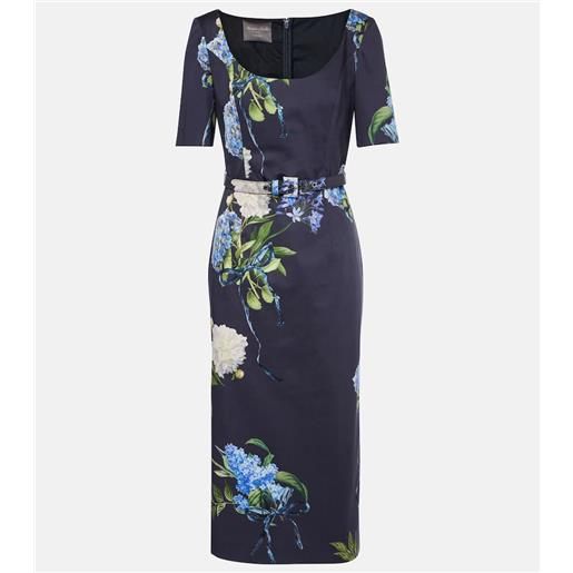 Monique Lhuillier abito midi in popeline con stampa