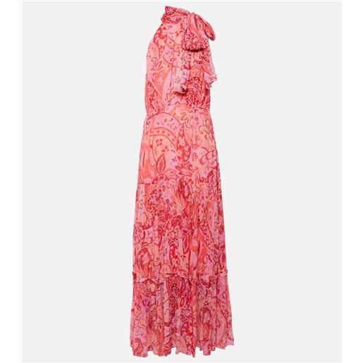 Rixo abito lungo neena in chiffon di seta