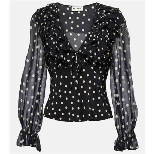 Rixo blusa lasca in seta a pois