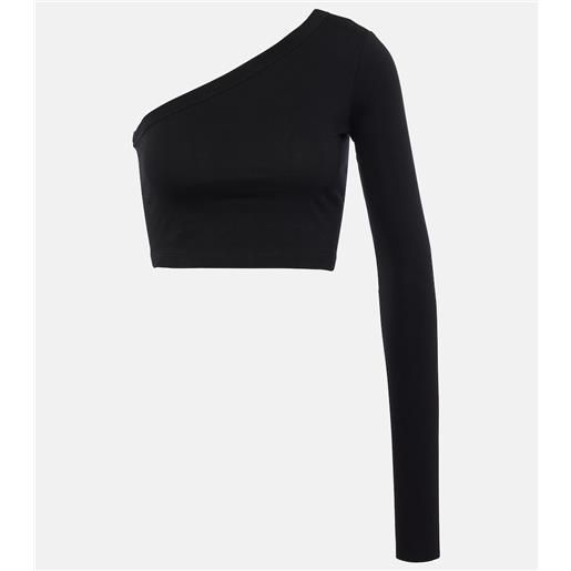 Rick Owens top monospalla in cotone cropped