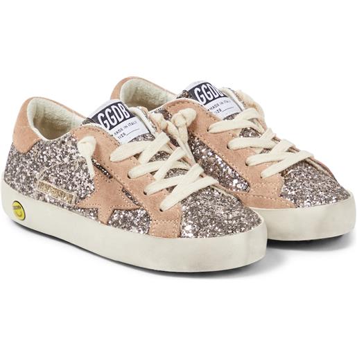 Golden Goose Kids sneakers super-star con suede e glitter