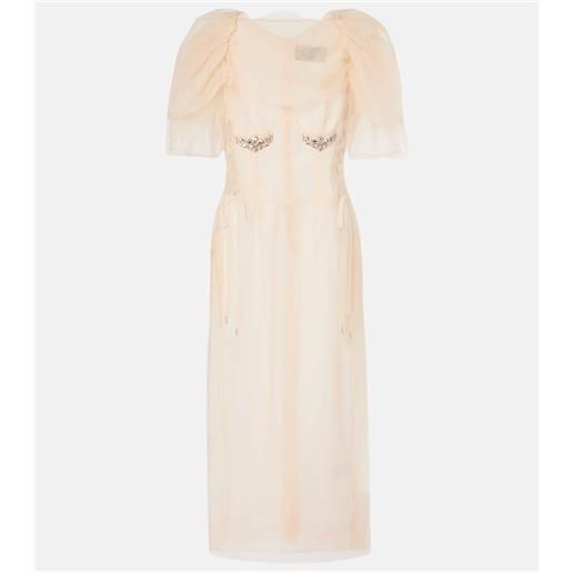 Simone Rocha abito midi in tulle con ruches