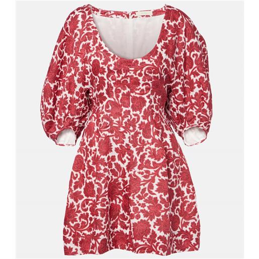 Faithfull abito corto raynara in lino con stampa