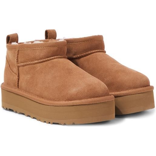 UGG Kids stivali classic ultra mini in suede con platform
