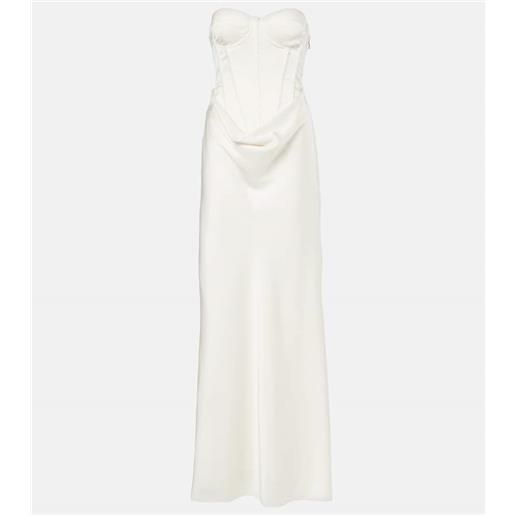 Rotate bridal - abito lungo in raso con perle bijoux