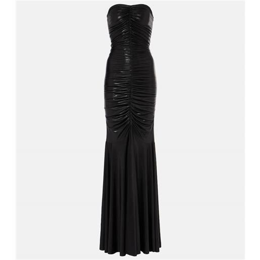 Norma Kamali abito lungo con lamã© e volant