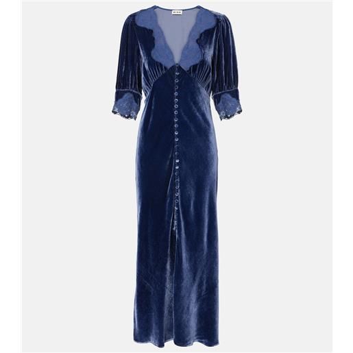 Rixo abito lungo simone in velluto con pizzo