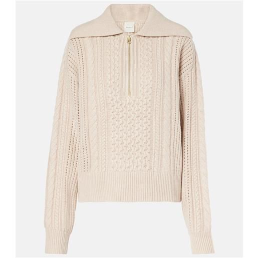 Varley pullover camello in maglia a trecce