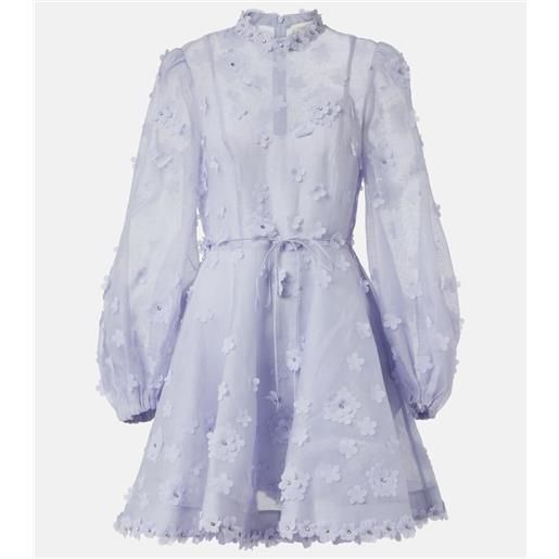 Zimmermann abito corto matchmaker lift off in lino e seta