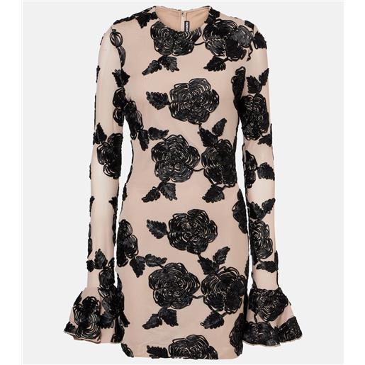 Rotate abito corto in mesh con stampa floreale