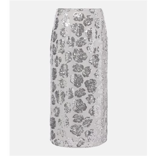 Rotate gonna a tubino in chiffon con paillettes