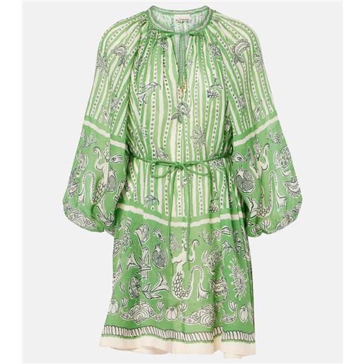 Alemais alã©mais abito corto lula in lino con stampa