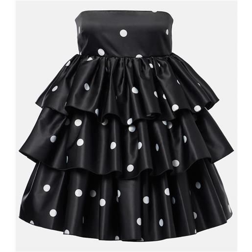 Rotate abito corto in raso con volant