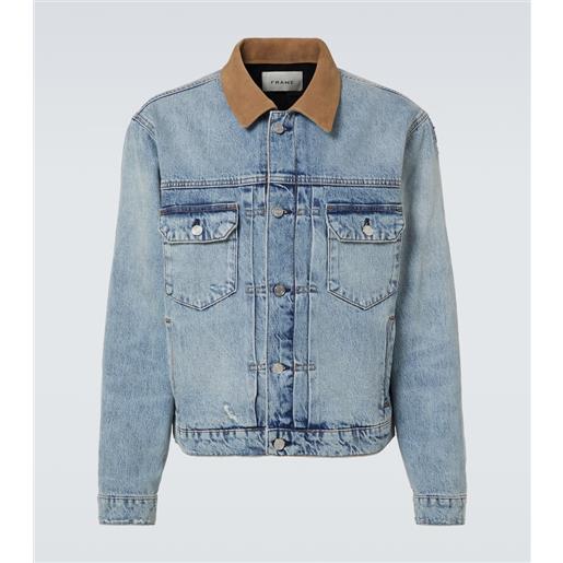 Frame giacca di jeans distressed con suede