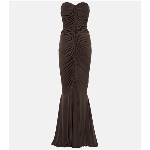 Norma Kamali abito lungo in jersey senza spalline