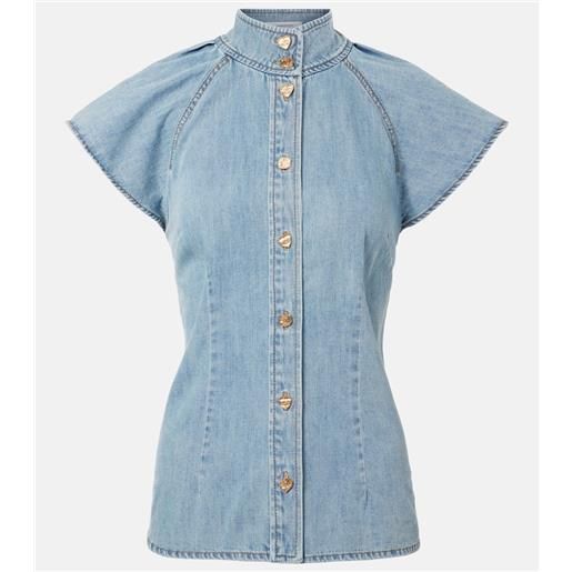 Zimmermann camicia di jeans crush flutter sleeve