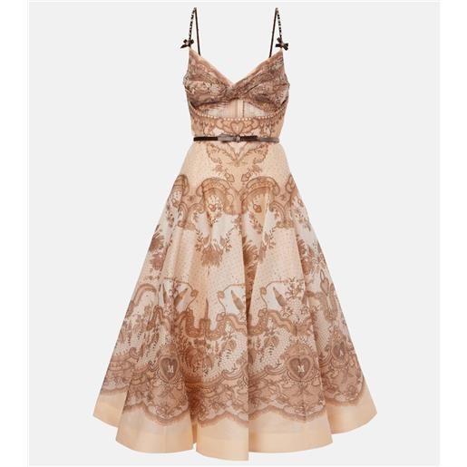 Zimmermann abito crush in organza di lino e seta