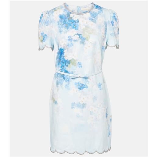 Zimmermann abito corto crush in lino con stampa