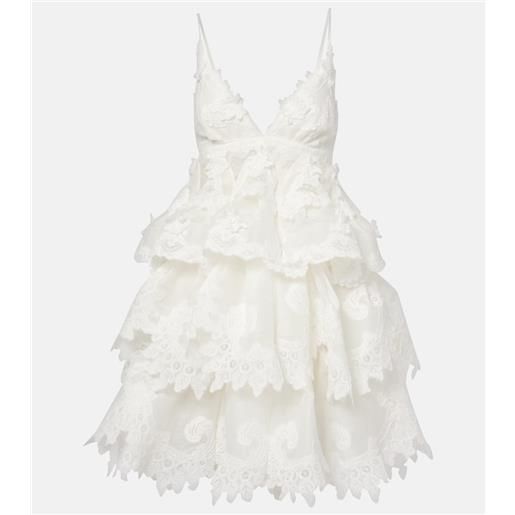 Zimmermann abito corto crush in lino e seta