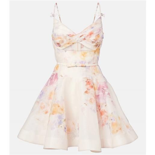 Zimmermann abito corto crush twist in lino e seta