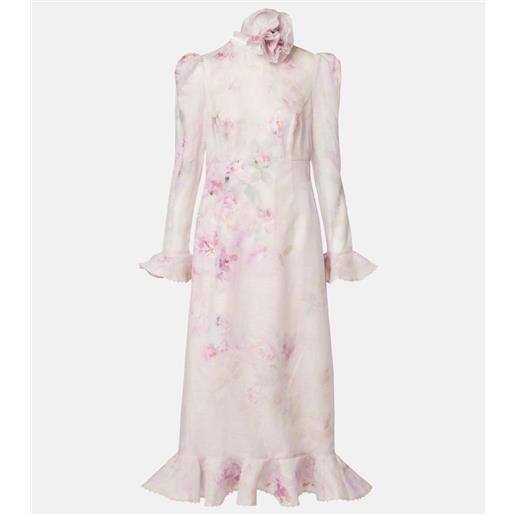 Zimmermann abito midi crush in lino e seta