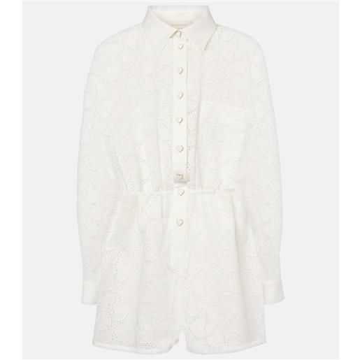 Zimmermann jumpsuit corta crush embroidered in lino