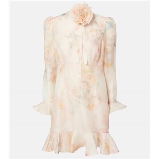 Zimmermann abito corto crush in lino e seta