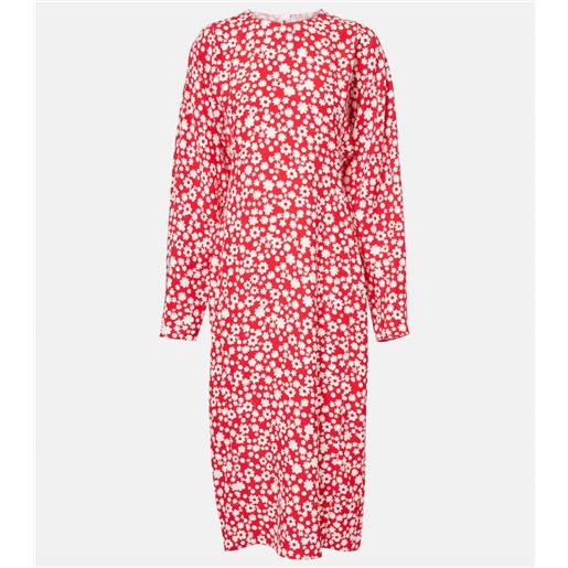 Marni abito midi enver in raso con stampa