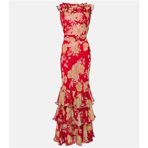 Rixo abito lungo rio con stampa e volant