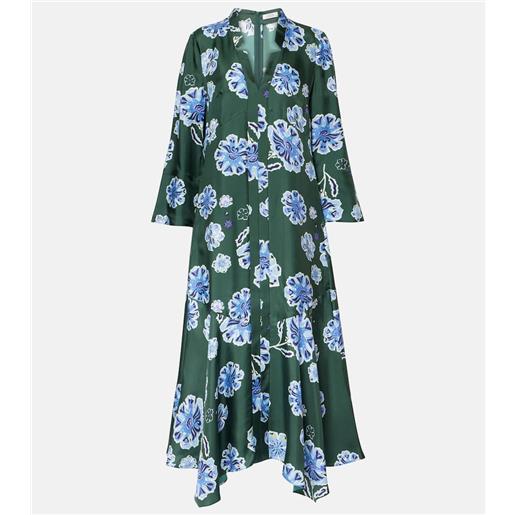 Dorothee Schumacher abito midi big garden in twill di seta